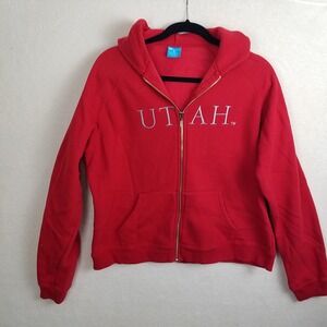 72Blue Women's XL Red Utes Utah University Zip Up Hoodie Sweatshirt embroidered